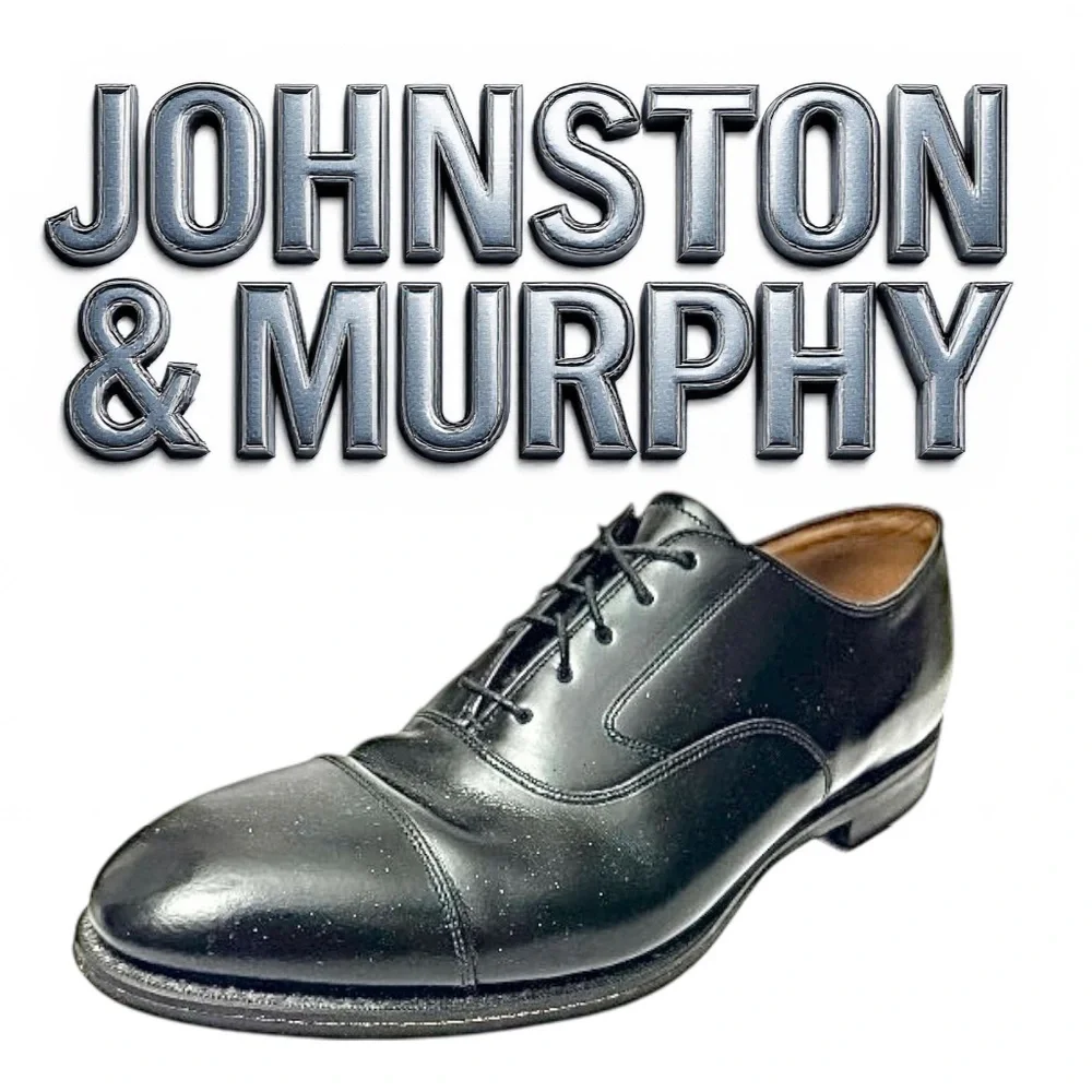 Johnston & Murphy Men’s Oxford Dress Shoes Size 9.5 Black Leather Made in Mexico
